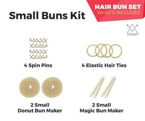 img 3 attached to 👧 Hawwwy Hair Bun Maker Kit - 12-Piece Set for Easy & Fast Small Buns - Best Sellers for Short or Thin Hair - Women, Girls, Kids, and Toddlers - Perfect Ballet Sock Accessory - Blonde - Includes 2 Donuts, 2 Magic Snap Rolls, and 4 Spin Pins
