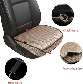 img 2 attached to 🚗 Auto Newer Breathable Universal Four Seasons Car Seat Covers – Luxury Cushions for Summer, Front Seat Bottom Protectors 95% Vehicle Compatibility – Beige, 1PCS