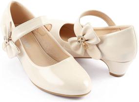 img 4 attached to 👠 ADAMUMU Girls Low Heel PU Dress Shoes for Wedding - Little Big Kids