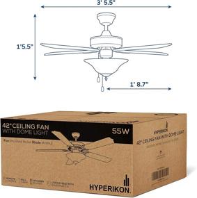 img 3 attached to Hyperikon 42-inch Ceiling Fan with Remote Control and Pull Chain, Brushed Nickel Body, 5 Blades, Frosted Dome Light E12 Screwbase, Walnut – 55W