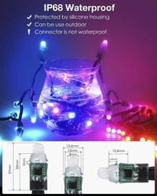 img 1 attached to 🎉 Aclorol LED String Lights WS2811 - Individually Addressable RGB Pixel String Lights - Waterproof IP68, Full Color, Black Wire 12mm Diffused Round Modules - Set of 50pcs for Christmas Holiday Party