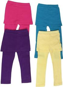 img 4 attached to 👧 ToBeInStyle Girl's 4 Pack 100% Cotton Skirted Full Length Pull-On Leggings - Infant to 5T