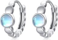 💎 moonstone huggie hoop earrings, 925 sterling silver, minimalist style, hypoallergenic cuff earring for women girls with sensitive ears (10mm-15mm diameter) logo