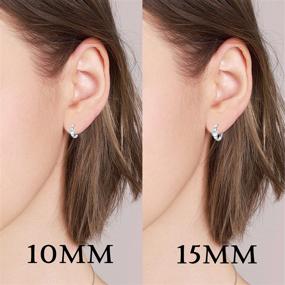 img 3 attached to 💎 Moonstone Huggie Hoop Earrings, 925 Sterling Silver, Minimalist Style, Hypoallergenic Cuff Earring for Women Girls with Sensitive Ears (10mm-15mm Diameter)