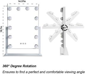 img 1 attached to 💄 Bemelux Hollywood Vanity Mirror with Lighted Makeup, 3 Lighting Modes, Smart Touch Control, Aluminum Frame, 360° Swivel Cosmetic Mirror with 12 Dimmable Bulbs for Dressing Table