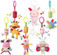 🐻 fun and engaging wilnara cartoon animal stuffed rattle bell hanging toys - perfect for 1-12 months babies, carseats, cribs, strollers, and pushchairs (6 pack) logo