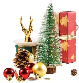 img 2 attached to 🎄 Bottle Brush Artificial Mini Trees with String Lights - Xmas Home Tabletop Decor for Christmas Holiday Party (4 Sizes)