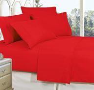 celine linen full red bed sheets: best 1800 thread count egyptian quality wrinkle-resistant set for ultimate softness and coziness with deep pockets - 4-piece sheet set logo