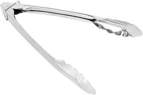 img 1 attached to Emoly 6 Pack Stainless Steel Scalloped Grip Serving Tongs for Appetizers, Desserts, Salads, BBQ & Cooking - 9-Inch Silver Kitchen Tongs