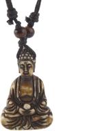 🕉️ hzman vintage tibetan amitabha buddha pendant: authentic prayer buddhist necklace on hemp rop chaine logo