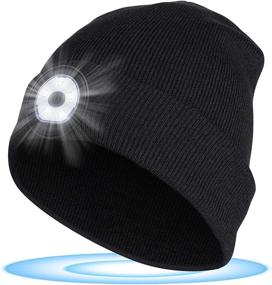 img 4 attached to Lighted Beanie Hat: Upgraded 5 LED USB Rechargeable Headlamp Knit Cap for Running, Fishing, and More - Perfect Stocking Stuffers for Men, Women, and Teens