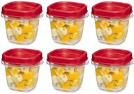 🍱 rubbermaid easy find square food storage container, 6 pack - clear with red lid, 6 cups capacity логотип