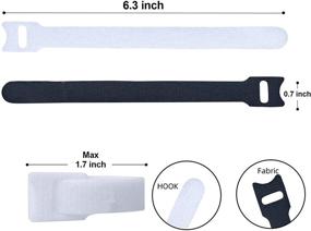 img 3 attached to 🔗 Attmu 50 PCS Reusable Cable Ties, Microfiber Cloth 6-Inch Hook and Loop Cord Fasteners (Black and White)