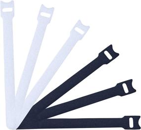 img 4 attached to 🔗 Attmu 50 PCS Reusable Cable Ties, Microfiber Cloth 6-Inch Hook and Loop Cord Fasteners (Black and White)