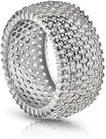 img 4 attached to 💍 Pori Jewelers 925 Sterling Silver Eternity Ring with 7 Rows of Micro-Pave Set Cubic Zirconia, Ideal for Engagement and Wedding