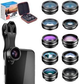 img 4 attached to 📷 Apexel 10 in 1 Phone Camera Lens Kit for iPhone and Most Phones - Enhance Your Photography with Wide Angle, Macro, Fisheye, Telephoto, CPL, Flow, Radial, Star Filter, and Kaleidoscope Lenses