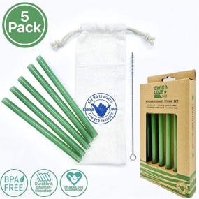 img 3 attached to 🥤 SHAKA LOVE Reusable Glass Drinking Straw Set - 5 Colorful Glass Straws with Cleaning Tool & Travel Carry Bag - Stylish, Durable, Shatter-Resistant (Seafoam Sea Glass Green, 6 inch)