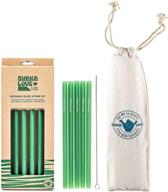 🥤 shaka love reusable glass drinking straw set - 5 colorful glass straws with cleaning tool & travel carry bag - stylish, durable, shatter-resistant (seafoam sea glass green, 6 inch) logo