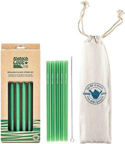 img 4 attached to 🥤 SHAKA LOVE Reusable Glass Drinking Straw Set - 5 Colorful Glass Straws with Cleaning Tool & Travel Carry Bag - Stylish, Durable, Shatter-Resistant (Seafoam Sea Glass Green, 6 inch)
