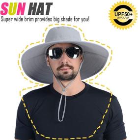 img 3 attached to USHAKE Foldable Extra Wide Brim Fishing Hat Bucket Safari Hat, UPF 50+ Sun Hat