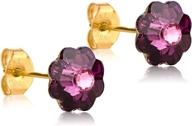 💐 colorful 8mm swarovski flower crystals: 14k gold coated stud earrings for women & girls logo