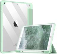 📱 timovo case for new ipad 10.2-inch (2021/2020) - pencil holder, clear back, auto wake/sleep - green logo