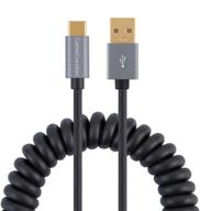 🔌 спиральный кабель usb c к usb a, cablecreation 3a быстрая зарядка и передача данных. растяжимый от 0,6 до 4 фута, совместим с galaxy s20 s10 s9, note 10 9, pixel 4xl. черный алюминиевый корпус. логотип