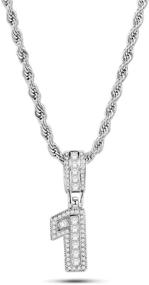 img 1 attached to MiniJewelry Lucky Number Pendant Necklaces - Silver Tone with Crystal Clear Cubic Zirconia Stones - Perfect for Women and Men - Choose from 0-9