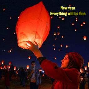 img 3 attached to 🏮 5-Pack Biodegradable Chinese Paper Lanterns - Eco-Friendly Lanterns for Weddings, Celebrations, and Memorial Ceremonies. Fly & Release Sky Lanterns - Perfect Valentines Day Gifts for Her