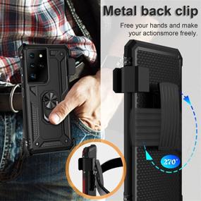 img 2 attached to 📱 Samsung Galaxy S21 Ultra Case with Belt Clip - Military Grade Full-Body Protection Cover [Belt Clip Holster & Magnetic Ring Holder] 360° Rotating Kickstand - Black