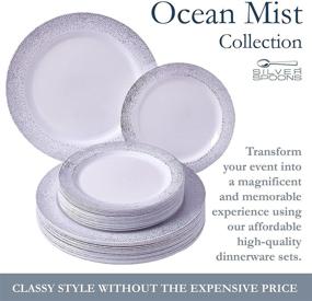 img 1 attached to 🌊 Ocean Mist Collection: Elegant Disposable Dinnerware Set with 20 Dinner Plates & 20 Side Plates for Upscale Weddings and Dining – Heavy Duty Plastic Dishes with Fine China Look – Silver