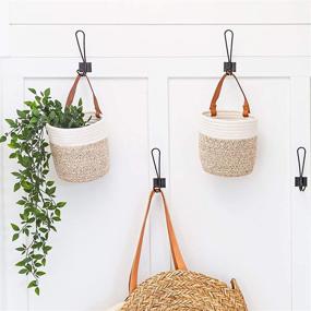 img 2 attached to 🧺 OrganiHaus Hanging Woven Wall Basket Set: Stylish Hanging Planters for Kitchen Decor and Organizing - Small Rope Plant Baskets - Brown/White 7” x 6”