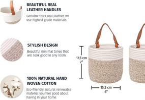 img 3 attached to 🧺 OrganiHaus Hanging Woven Wall Basket Set: Stylish Hanging Planters for Kitchen Decor and Organizing - Small Rope Plant Baskets - Brown/White 7” x 6”