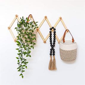 img 1 attached to 🧺 OrganiHaus Hanging Woven Wall Basket Set: Stylish Hanging Planters for Kitchen Decor and Organizing - Small Rope Plant Baskets - Brown/White 7” x 6”