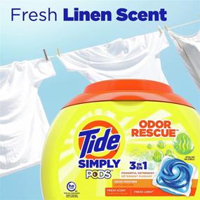 img 1 attached to Powerful 3-in-1 Tide Simply Pods Odor Rescue Liquid Laundry Detergent Pacs: Fresh Scent, 55 Count