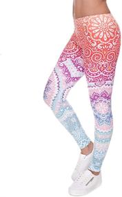 img 4 attached to Stylish Mandala Printed Leggings for Women 👖 - Middle Waist Seamless Workout, Tummy Control Running Pants