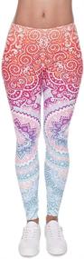 img 3 attached to Stylish Mandala Printed Leggings for Women 👖 - Middle Waist Seamless Workout, Tummy Control Running Pants