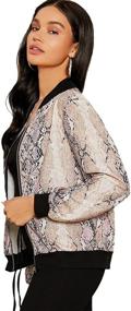 img 2 attached to 🐍 Floerns Women's Snakeskin Print Short Bomber Jacket: Fashionable and Trendy Outerwear for Women