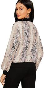 img 3 attached to 🐍 Floerns Women's Snakeskin Print Short Bomber Jacket: Fashionable and Trendy Outerwear for Women