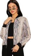 🐍 floerns women's snakeskin print short bomber jacket: fashionable and trendy outerwear for women logo