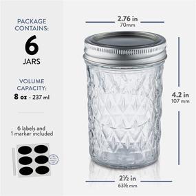 img 3 attached to 🍯 8 oz Glass Mason Jars (Pack of 6) - Regular Mouth, Silver Metal Airtight Lids and Bands - Canning, Preserving, Meal Prep, Overnight Oats, Jam, Jelly - Includes Chalkboard Labels