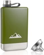 kwanithink stainless steel camping flask 8 oz + funnel for men | hip flask whiskey flask for outdoor adventures logo