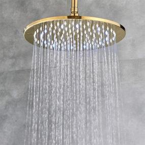 img 4 attached to 🚿 Senlesen 12-inch Round LED Rainfall Shower Head – High Pressure Top Spray, Ceiling Mount, Gold Polished Finish (Shower Arm Not Included)