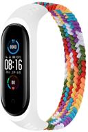🔗 nylon sport replacement band for xiaomi mi band 4 3 strap, braided solo loop strap compatible with mi band 5 6 bands, soft stretchable wristband for miband4 miband5 logo