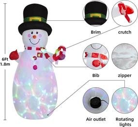 img 3 attached to AISHICHEN 6FT Рождественский надувной снеговик с встроенными светодиодными огнями - Надувные украшения для двора для дома и улицы на Рождество, праздник, двор, сад, украшение газона.