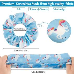 img 3 attached to 🌈 Cute Hair Scrunchies Set - 16 Colorful Unicorn, Rainbow, Mermaid, Dog Prints - Women's and Girls' Accessories (Classic Style)