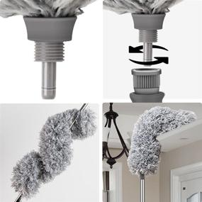 img 2 attached to 🧹 WEHOLA Microfiber Duster: Stainless Steel Extension Pole, Bendable & Washable Telescopic Cobweb Duster for Ceiling Fan, High Ceiling, Blinds, Furniture, Cars