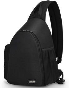 img 4 attached to 🎒 CADeN Camera Bag Sling Backpack: Versatile DSLR/SLR Mirrorless Case with Tripod Holder - Black