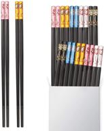 🥢 hiware fiberglass chopsticks set - non-slip reusable chopsticks, 10 pairs in multi-colored design logo