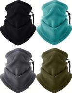 🧤 thickened fleece skiing balaclava face mask with adjustable drawstrings - 4-pack neck warmer gaiter for men and women logo